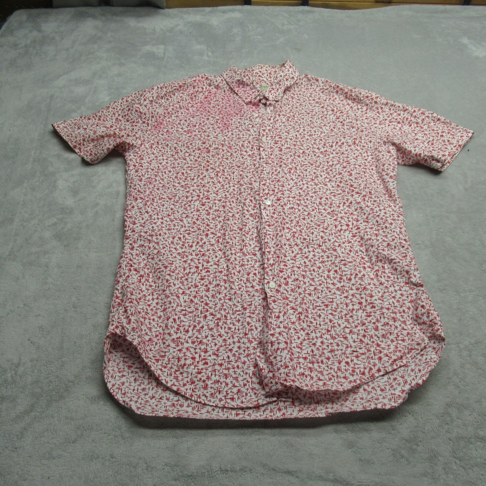 Burberry White Shirt with Red Floral Print Short Sleeve Button-Down